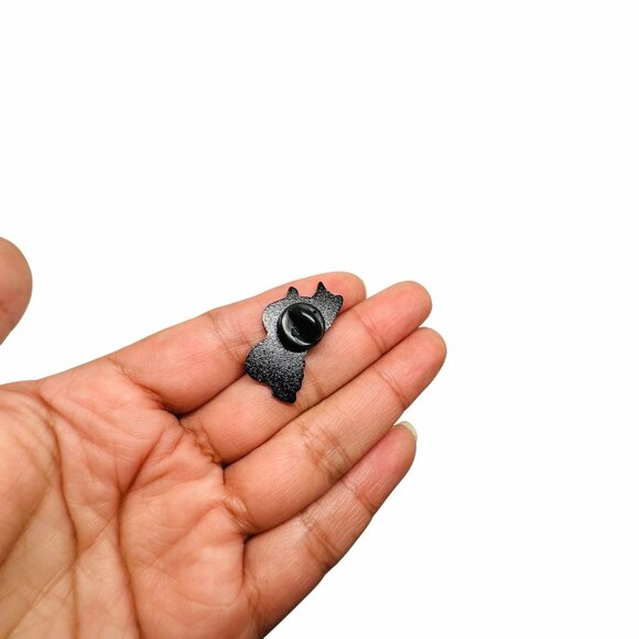 ⭐Enamel Pin Black Cat Skull Moon Green Eyes Keeper of Death Lunar Cat Broch New - Picture 3 of 6